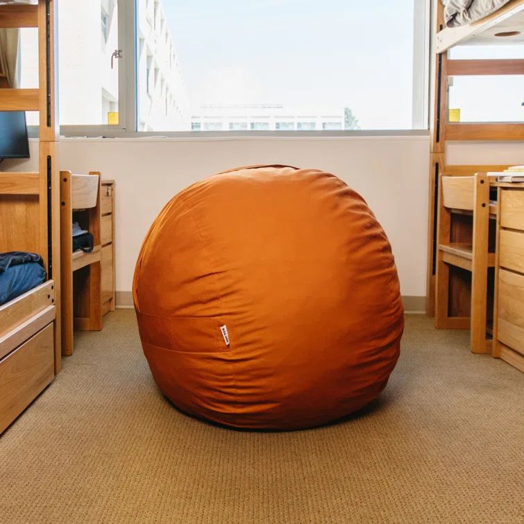 Medium Burnt Orange Polyester Foam Filled Bean Bag Chair