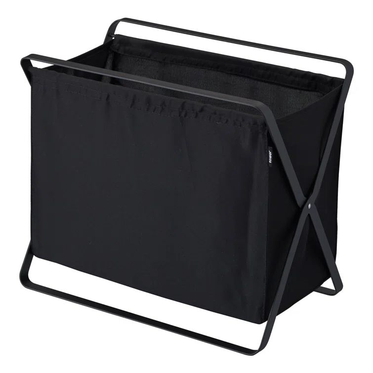 Compact Collapsible Steel Frame Laundry Hamper with Handles, Black