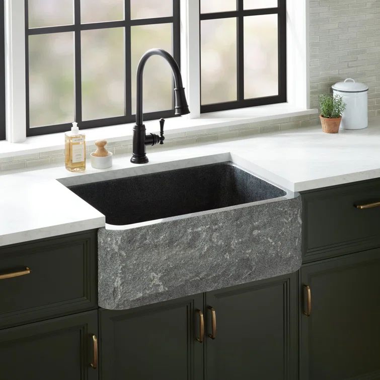 Blue Gray Granite 33" Farmhouse Apron Kitchen Sink
