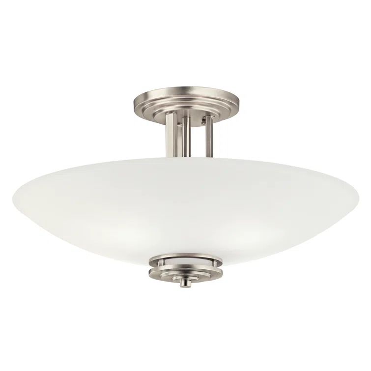 Brushed Nickel 24" Glass Bowl Semi-Flush Mount Light