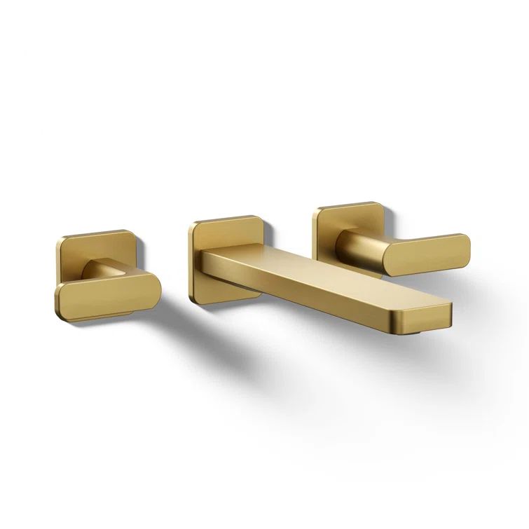 Gold Wall-Mount Bathroom Sink Faucet Trim Set