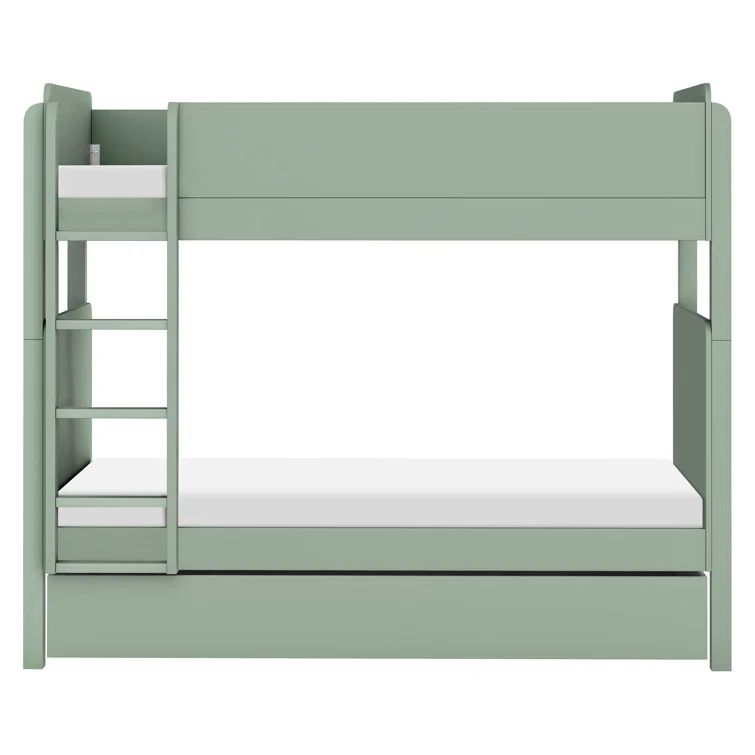 Light Sage Pine Twin Bunk Bed with Ladder