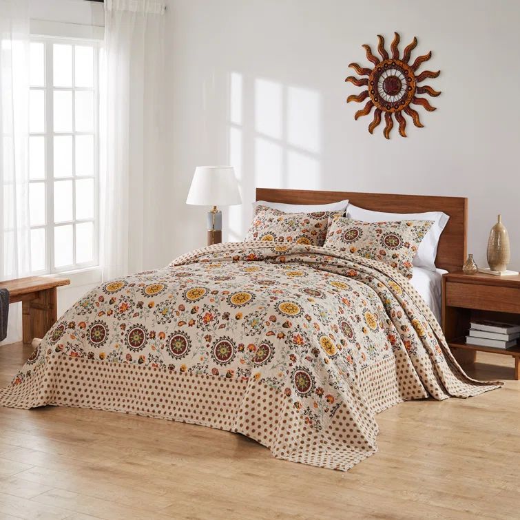 Andorra Full Reversible Cotton Bedspread Set in Brown