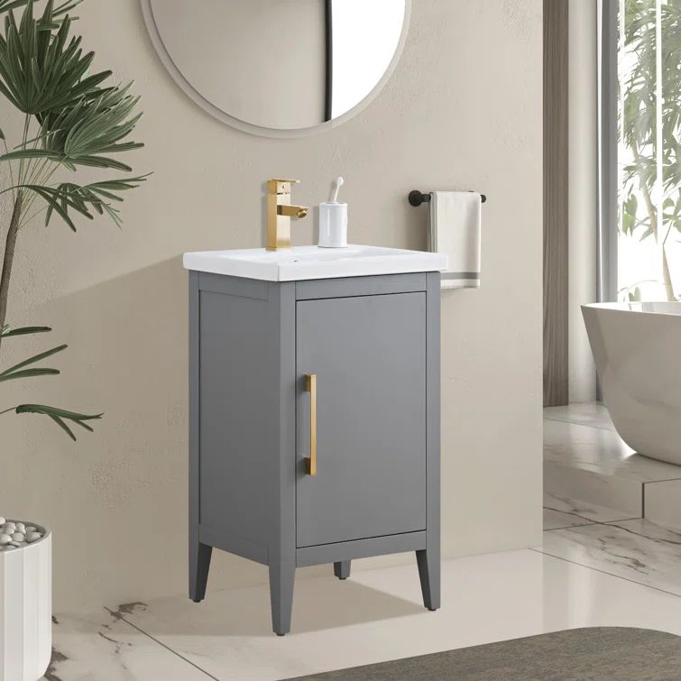 20'' Cashmere Gray Single Bathroom Vanity with Ceramic Top