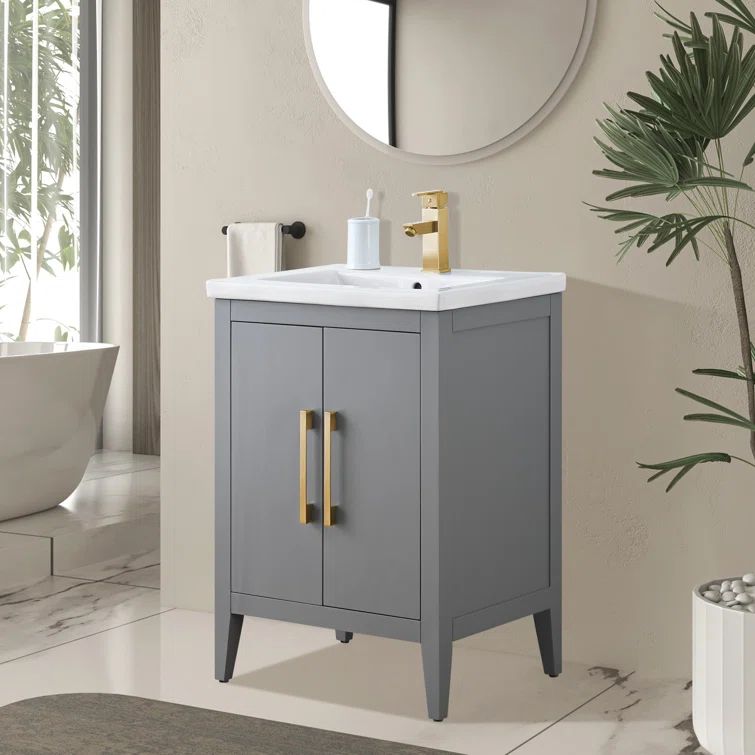 Cashmere Gray 24" Single Bathroom Vanity with Ceramic Top