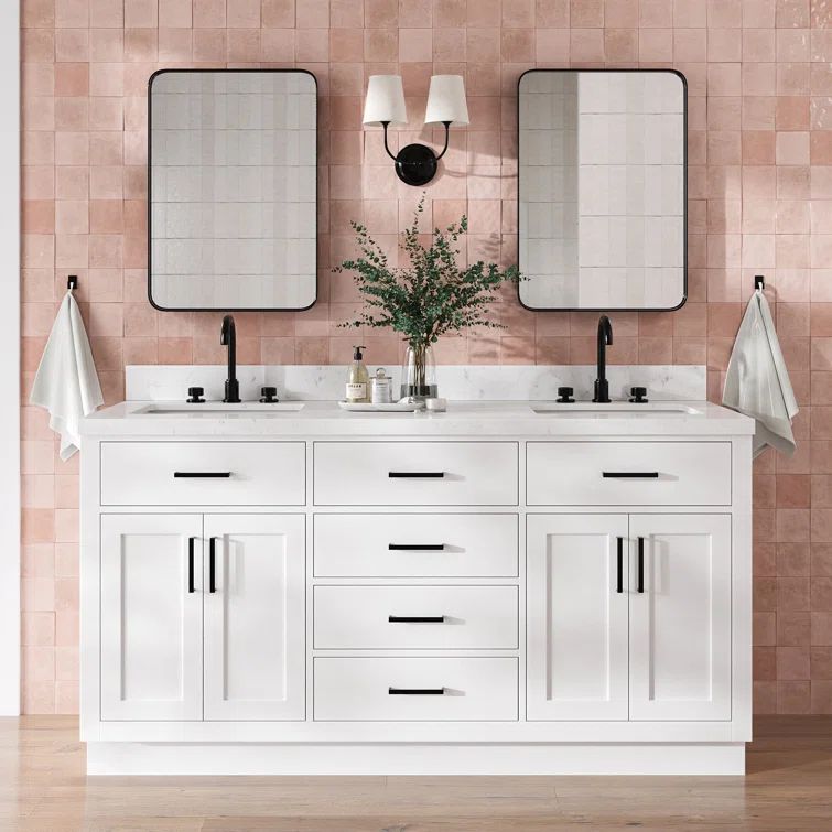 Hepburn 66" White Hardwood Freestanding Double Basin Vanity