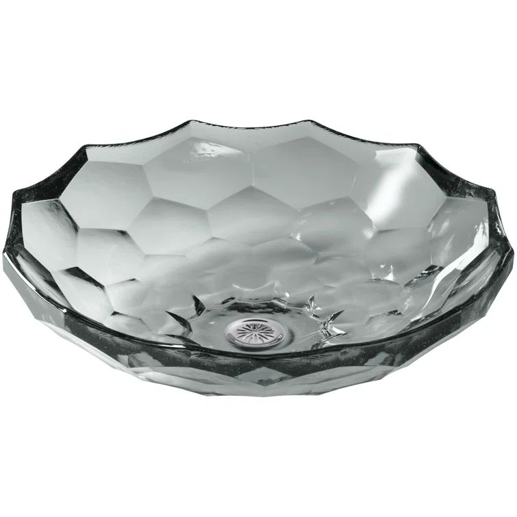 Briolette Faceted Glass Vessel Sink in Translucent Stone