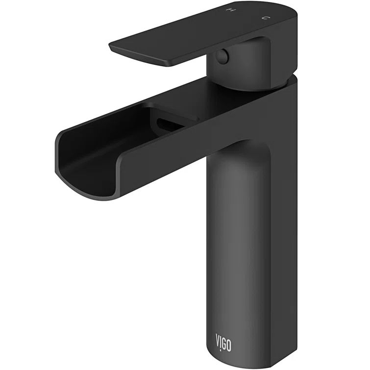 Matte Black Single-Hole Bathroom Faucet with Brass Construction