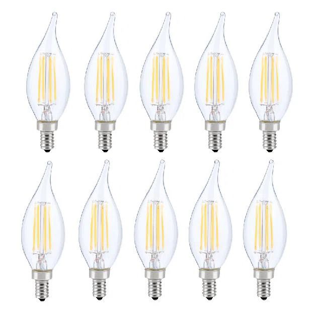 6W Clear Glass LED Dimmable Candle Light Bulb Set
