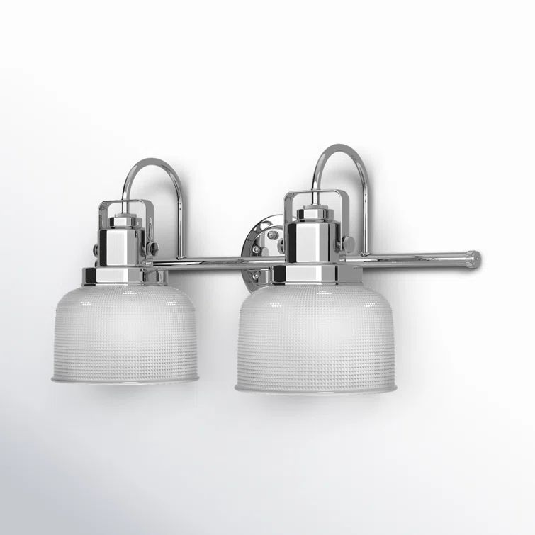 Archie Coastal 2-Light Chrome Vanity Light with Prismatic Glass