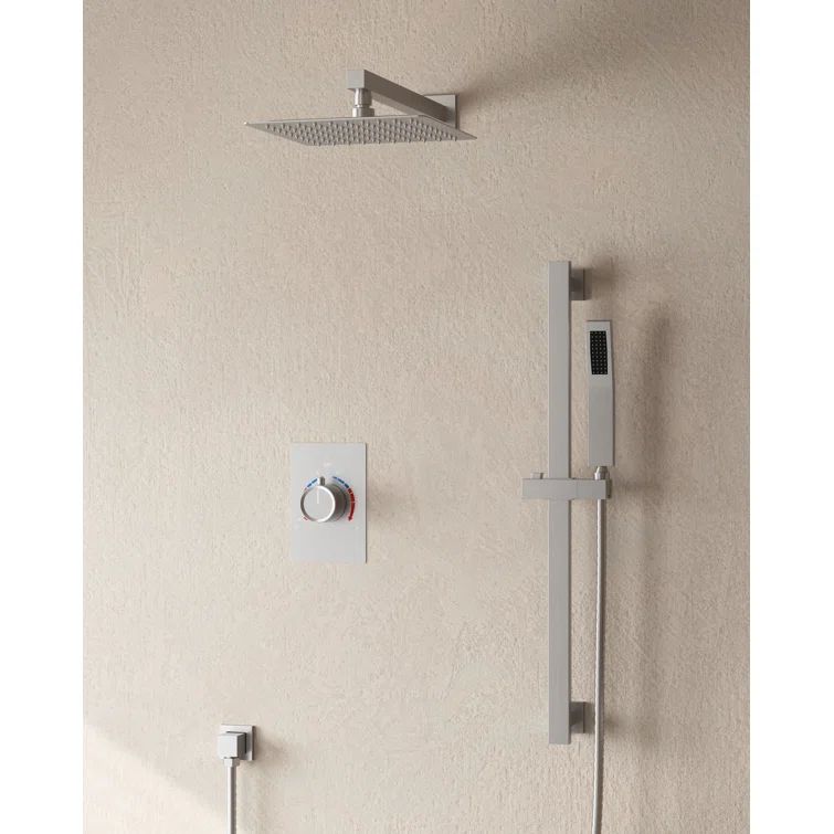 10" Brushed Nickel Adjustable Rainfall Shower System with Handheld