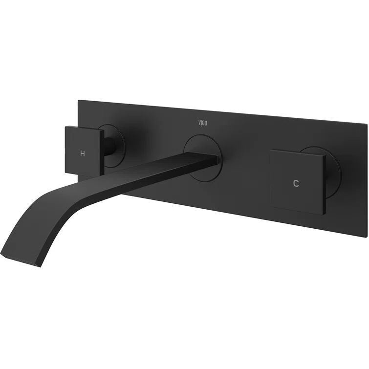 Contemporary Dual-Handle Black Nickel Wall-Mounted Bathroom Faucet