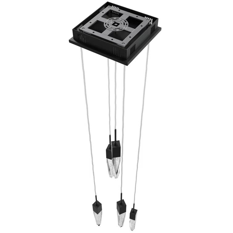 Aspen Contemporary Matte Black Crystal Pendant Light 12"w x 144"h