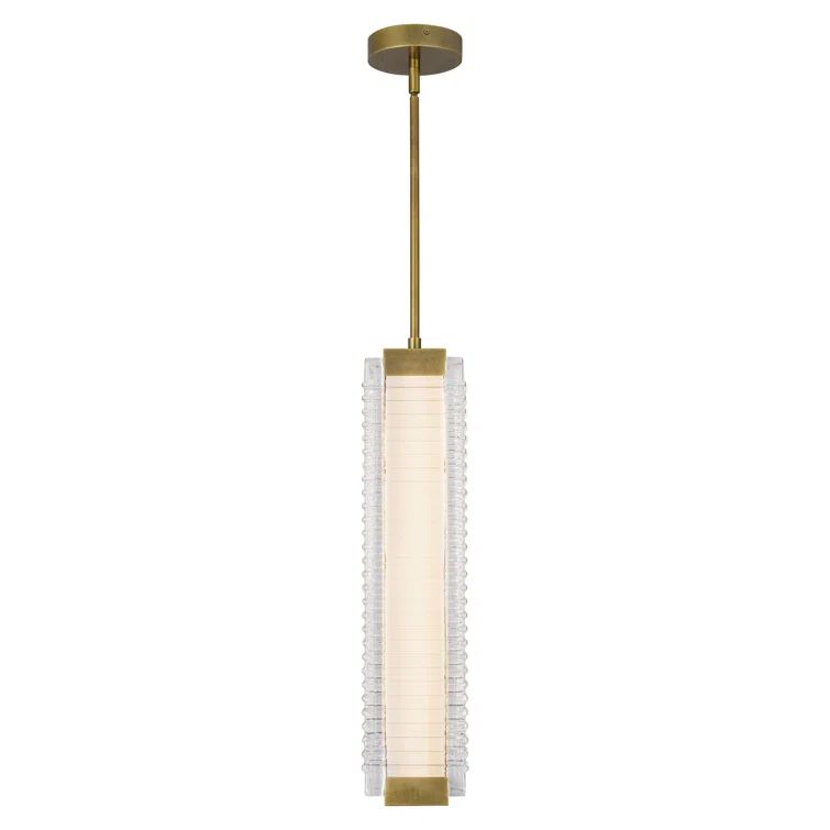 Alai Ribbed Glass and Brass LED Pendant Light