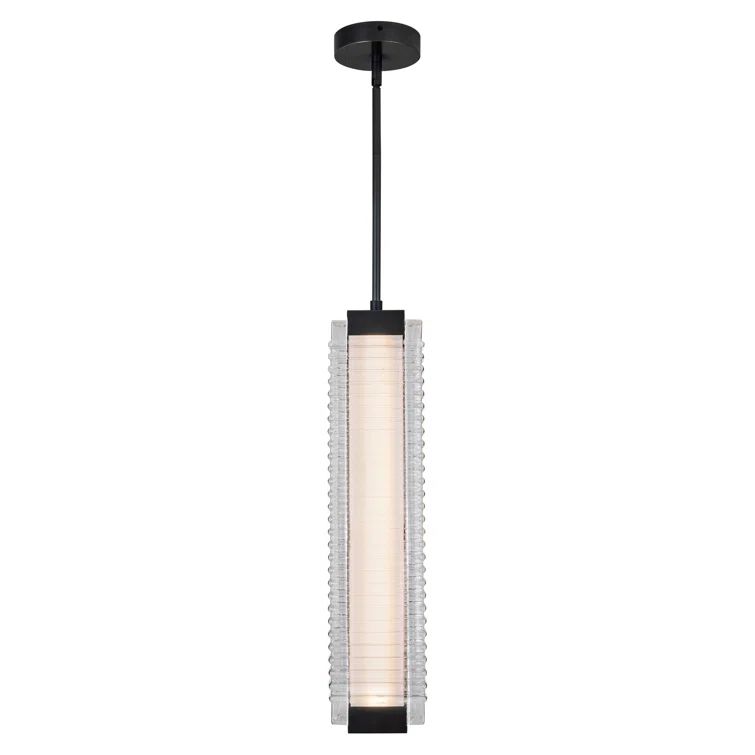 Urban Bronze Ribbed Glass LED Pendant Light