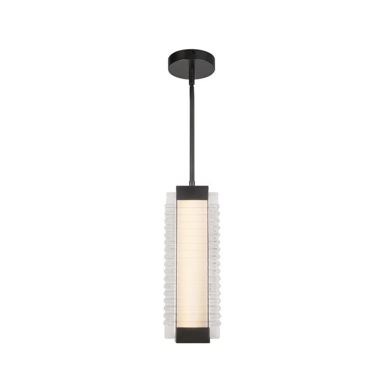 Urban Bronze Ribbed Glass LED Pendant Light