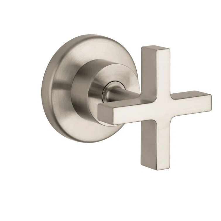 Brushed Nickel Cross Handle Shower Trim