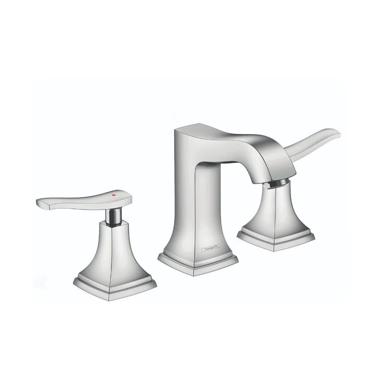 Polished Nickel Modern Widespread Bathroom Faucet with Brass Handles