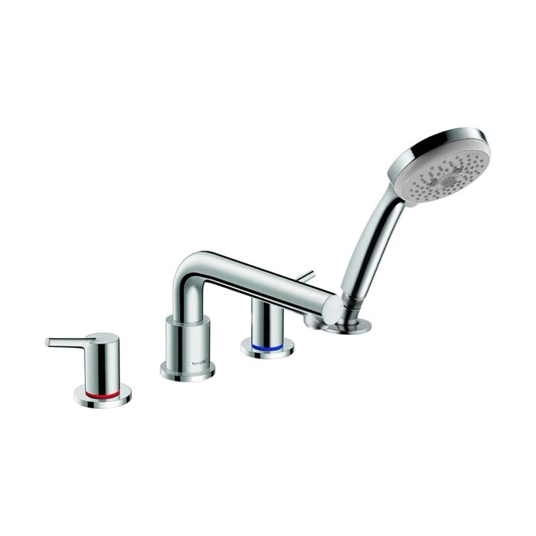 Brushed Nickel Modern Deck Mounted Tub Faucet with Handshower