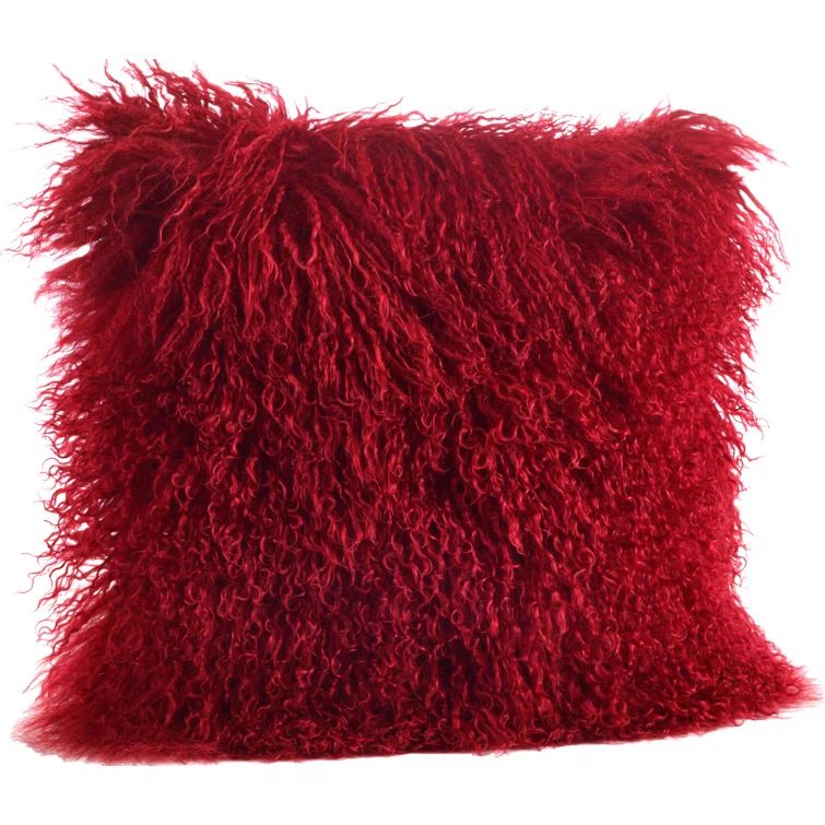 Luxurious Red Wool Square Throw Pillow Set