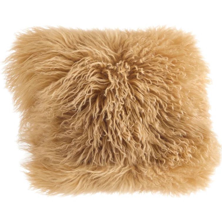 Iyana 16" x 16" Gold Wool Throw Pillow Set