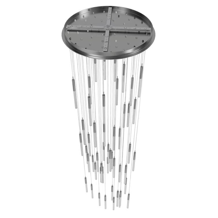 Boa 51-Light Polished Nickel Cluster Pendant with Hobnail Glass