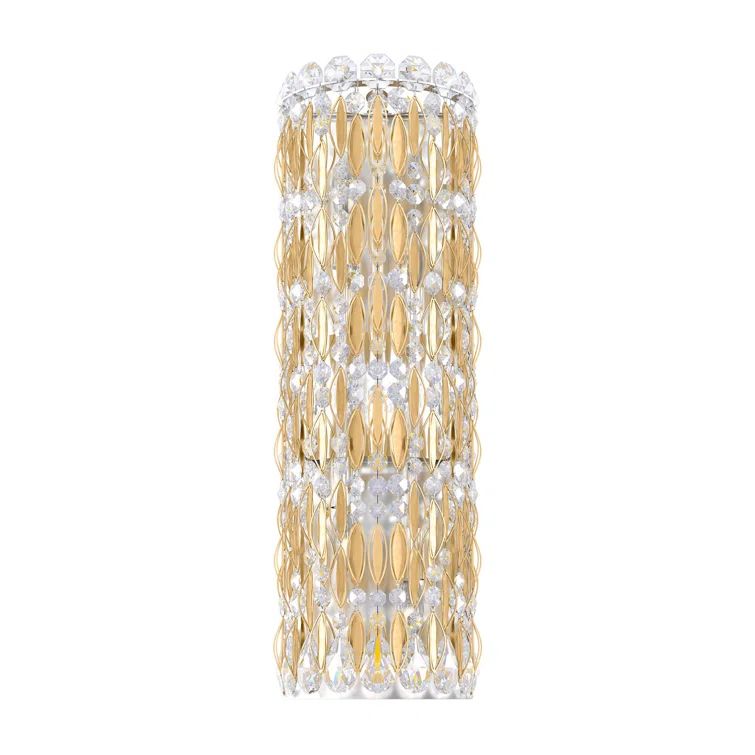 Heirloom Gold Sarella 4-Light Vanity Cylinder Sconce with Clear Crystals