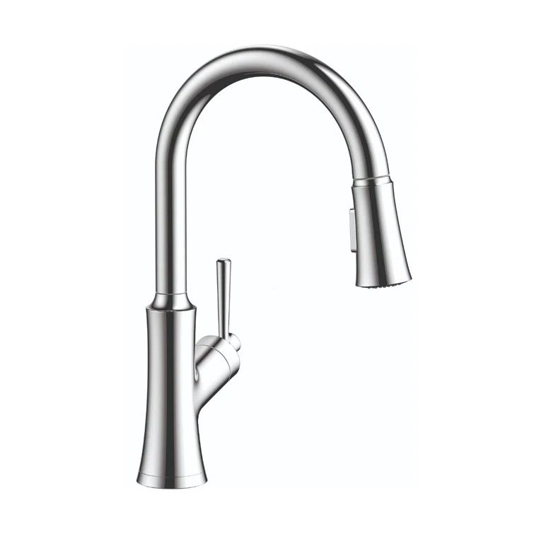 Joleena Modern Chrome High Arc Pull-Down Kitchen Faucet