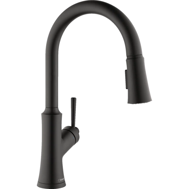 Joleena Matte Black 15.88" Modern Pull-Down Kitchen Faucet