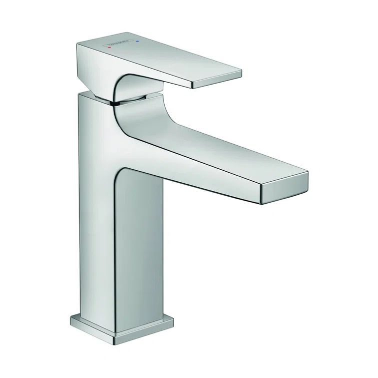 Sleek Modern Black Chrome Single-Hole Bathroom Faucet with Drain Assembly