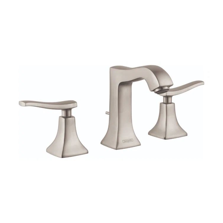 Polished Nickel Modern Widespread Bathroom Faucet with Brass Handles