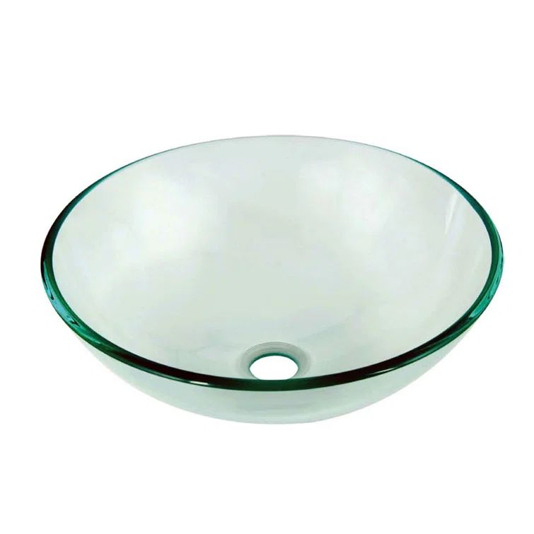 Clear Glass Round Above-Counter Vessel Sink