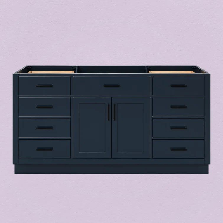 Midnight Blue Hardwood Freestanding Single Bathroom Vanity