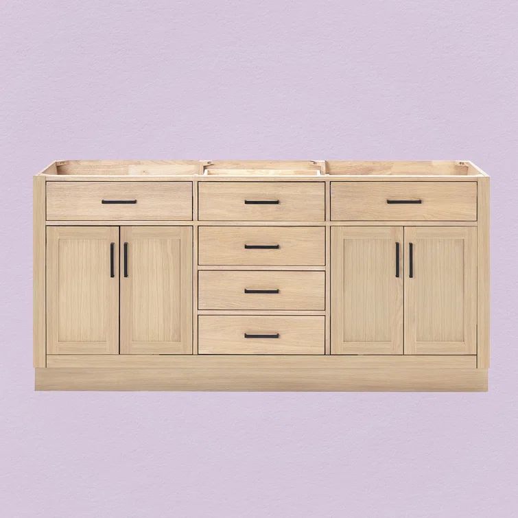 Hepburn 72" Light Brown Oak Double Freestanding Vanity Base