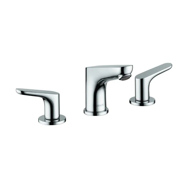 Chrome Modern Widespread Bathroom Faucet with Drain Assembly