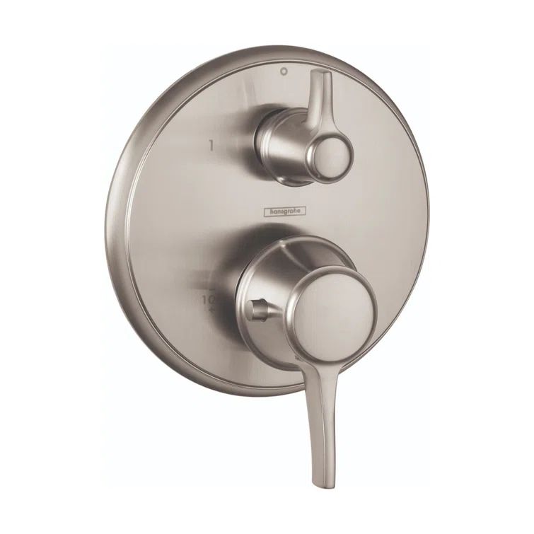 Brushed Nickel Thermostatic Shower Trim with Lever Handle