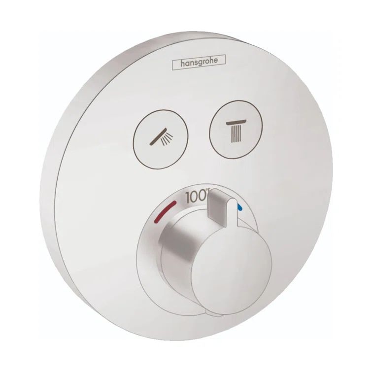 Matte White Round Wall-Mounted Shower Trim with Knob