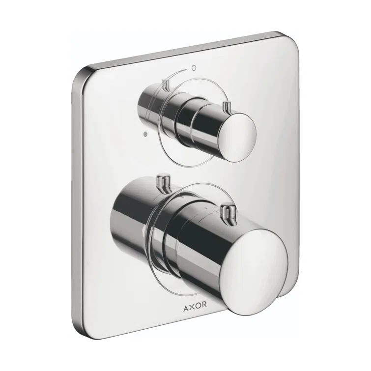 Modern Brushed Nickel Thermostatic Shower Trim with Volume Control