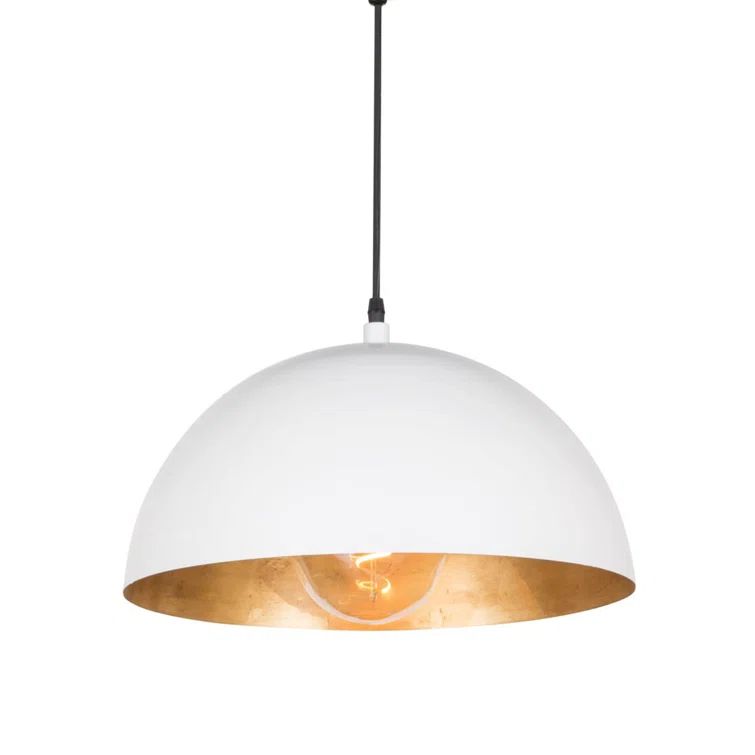 White and Gold Mini Bowl Pendant Light