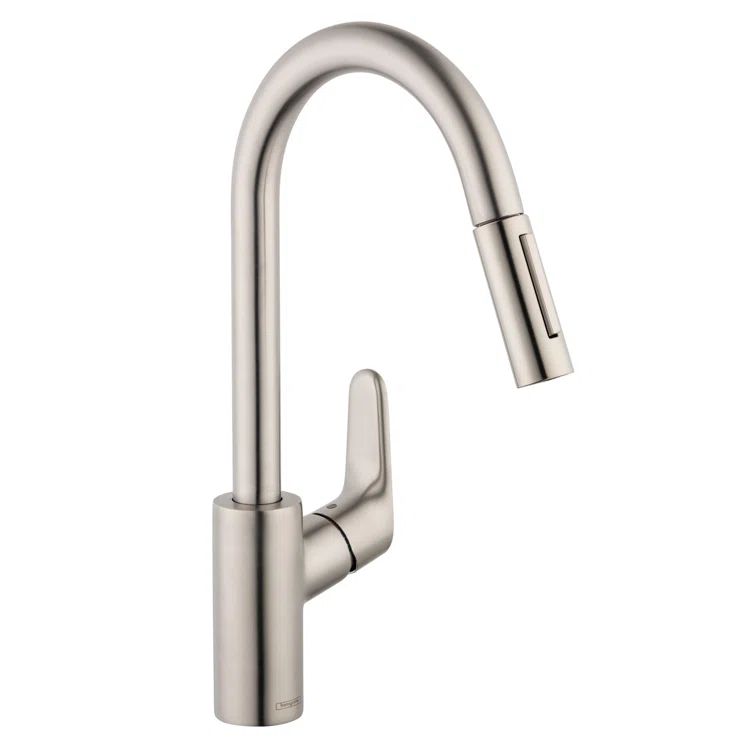 Contemporary Steel Optik Pull-Out Kitchen Faucet with Magnetic Docking