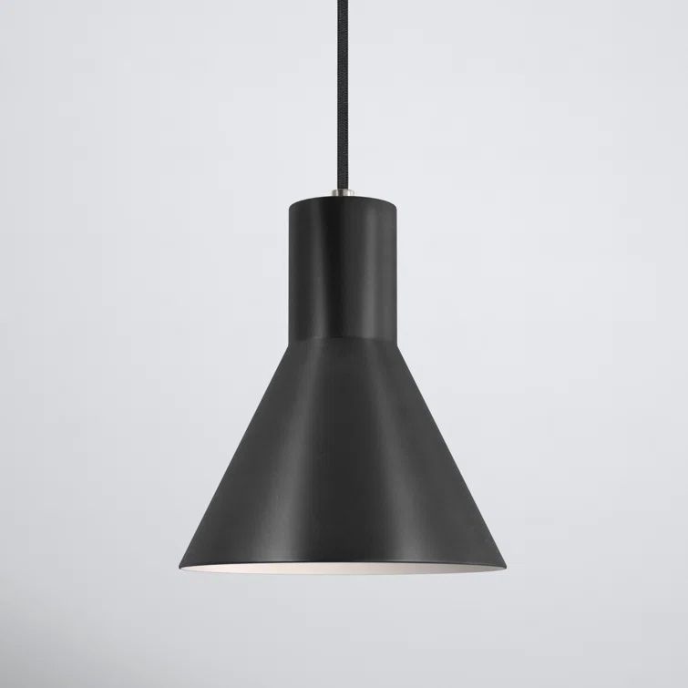 Brushed Nickel Black Metal Single Light Pendant