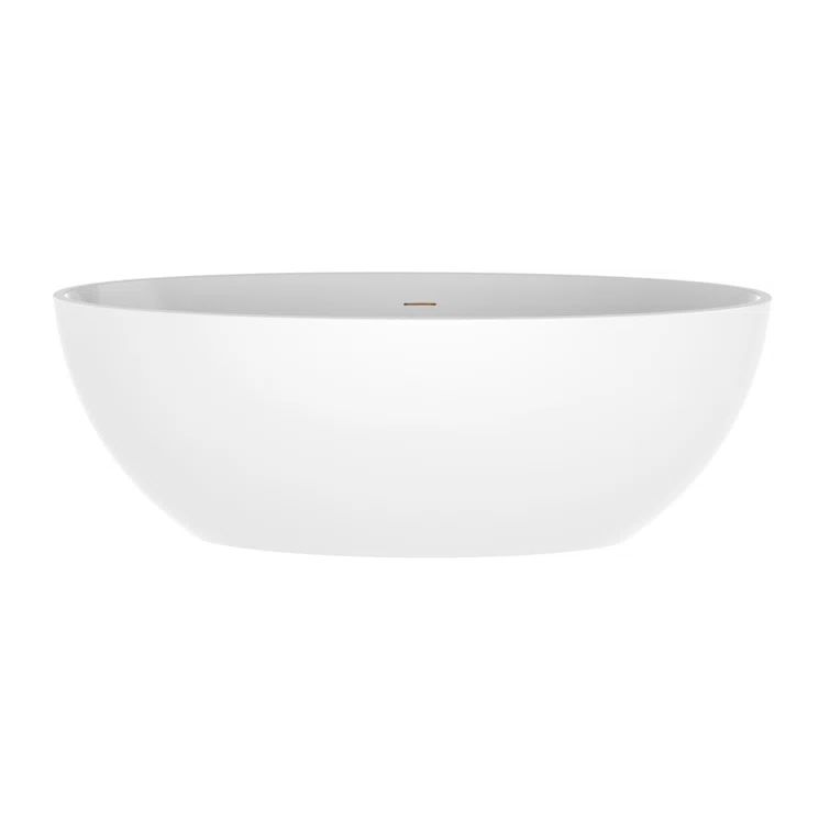 Modern White Acrylic Freestanding Soaking Bathtub with Overflow