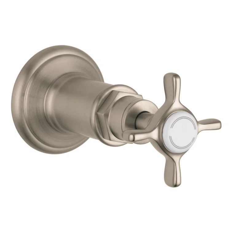 Brushed Nickel Wall-Mounted Cross Handle Shower Trim