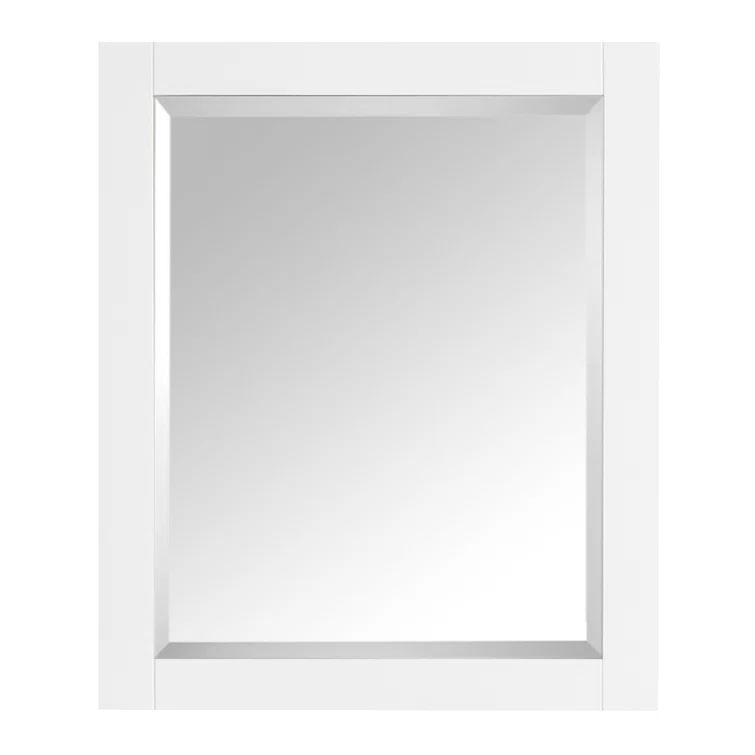 Transitional Rectangular 30" x 24" Beveled Wall Mirror in White
