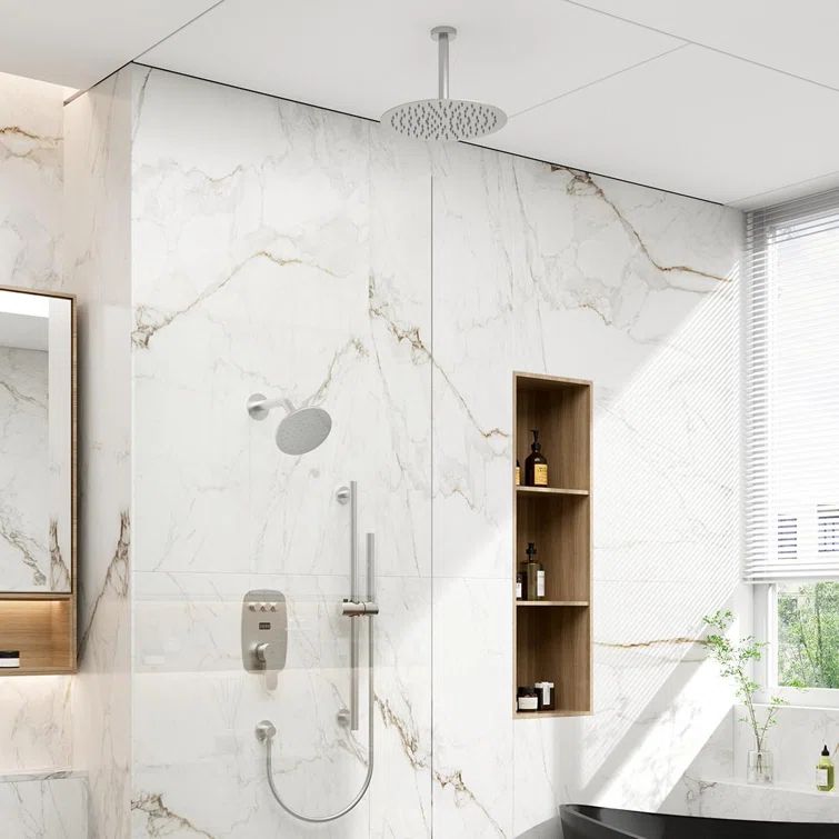 Brushed Nickel Dual Showerhead System with Digital Display