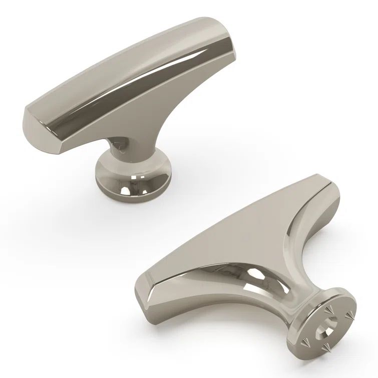 Polished Nickel Modern Bar Cabinet Knob with Mounting Hardware