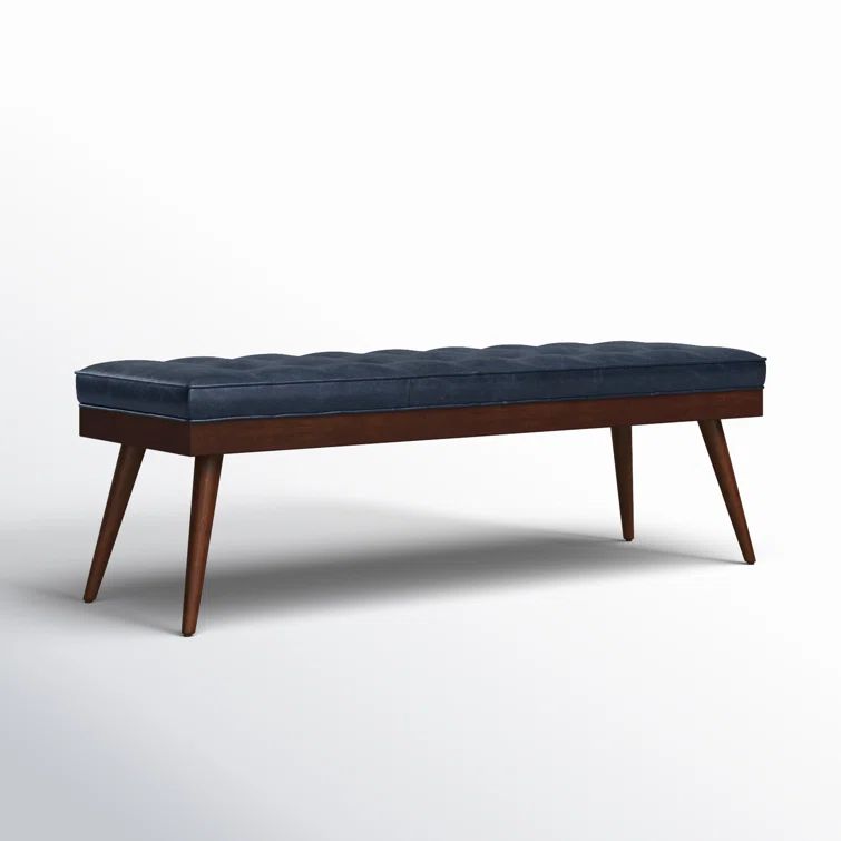 Athan Midnight Blue Full-Grain Italian Leather 55" Bench