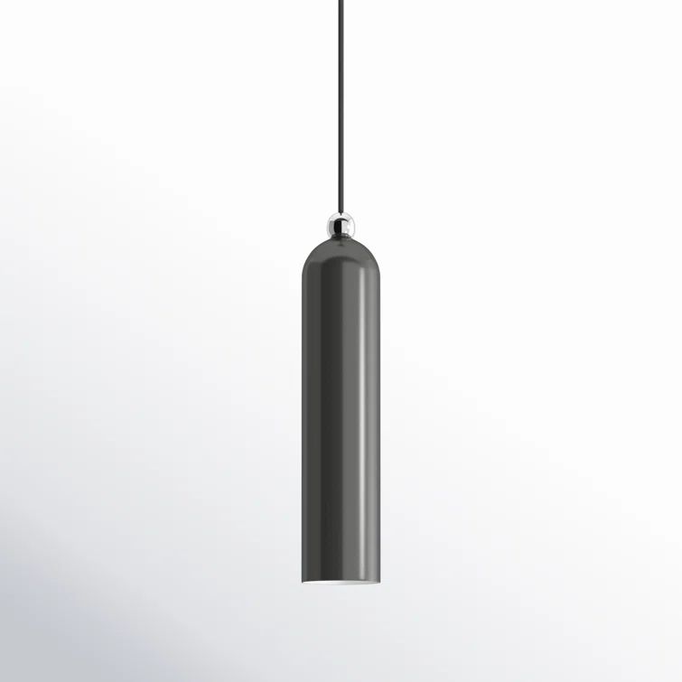 Shiny Dark Gray Metal Cylinder Pendant Light