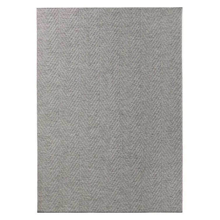 Gray Herringbone Textured Washable Synthetic Area Rug, 7'10"x10'2"