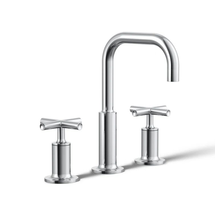 Elegant Polished Chrome 8" Widespread High Arc Bathroom Faucet